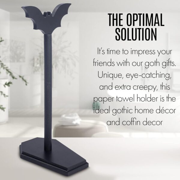 Bat Paper Towel Holder - Halloween Decor for Kitchen and Bathroom - Gothic Home Decor for Oddities and Curiosities - Goth Accessories for Countertop Stand - Witchy Gifts for Women 4