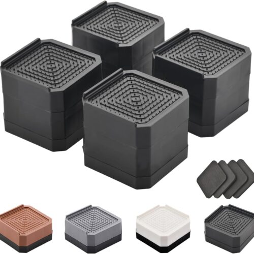EclatBain Bed Risers Furniture Risers Heavy-Duty Rectangular Adjustable Block Lift to 3 inches and 4.3 inches Desk, Sofa, Chair Legs, Refrigerator, Washing Machine Support up to 4000 pounds