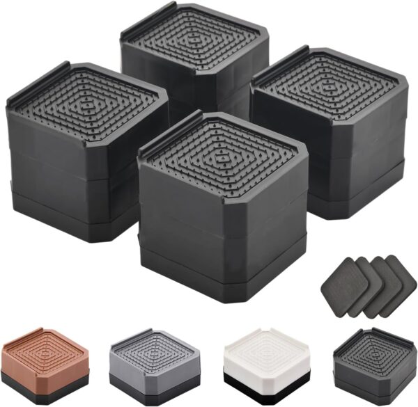 EclatBain Bed Risers Furniture Risers Heavy-Duty Rectangular Adjustable Block Lift to 3 inches and 4.3 inches Desk, Sofa, Chair Legs, Refrigerator, Washing Machine Support up to 4000 pounds 1