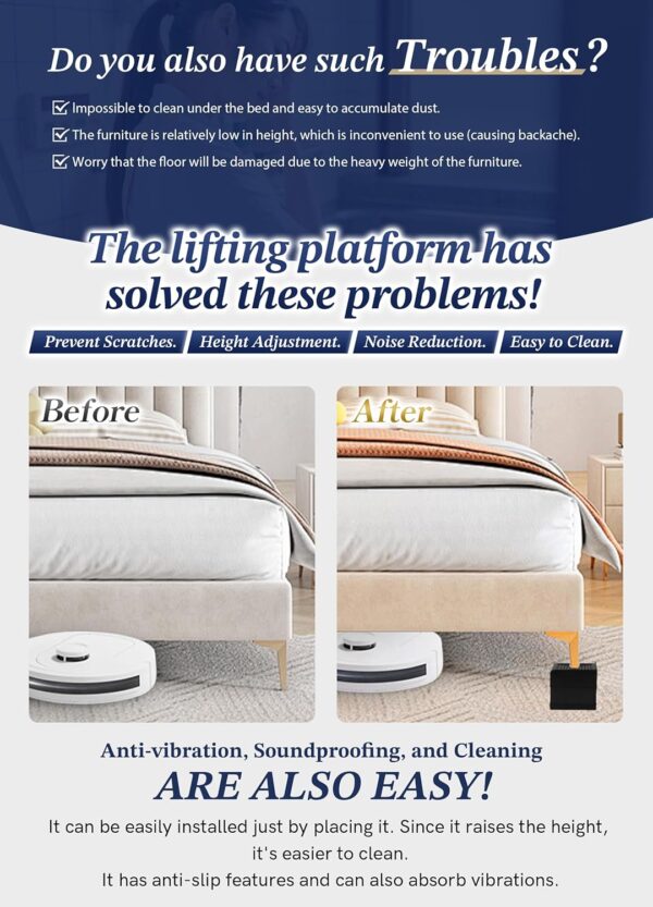 EclatBain Bed Risers Furniture Risers Heavy-Duty Rectangular Adjustable Block Lift to 3 inches and 4.3 inches Desk, Sofa, Chair Legs, Refrigerator, Washing Machine Support up to 4000 pounds 4