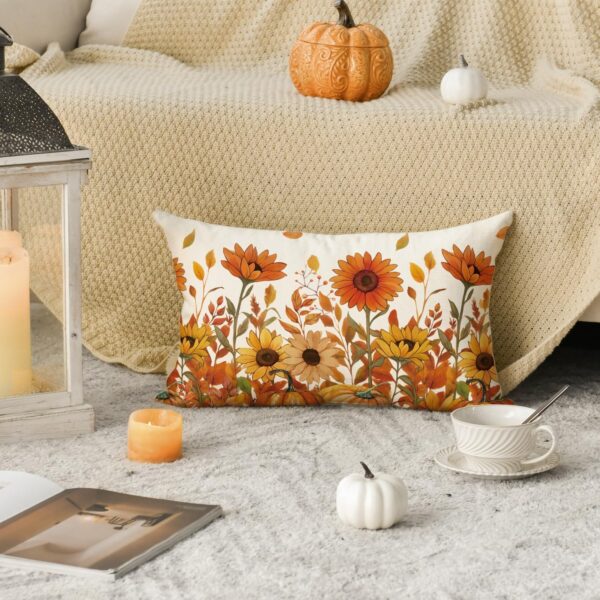 AVOIN colorlife Fall Pumpkin Sunflowers Throw Pillow Cover, 12 x 20 Inch Seasonal Autumn Thanksgiving Harvest Decoration for Home Sofa Couch 2