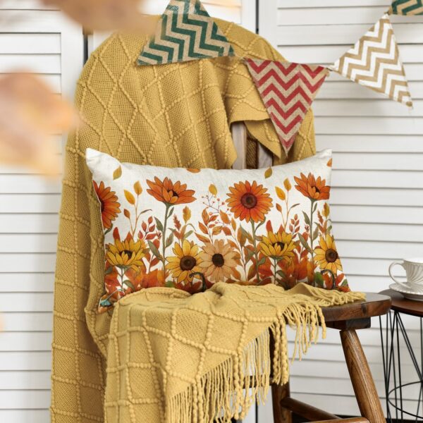 AVOIN colorlife Fall Pumpkin Sunflowers Throw Pillow Cover, 12 x 20 Inch Seasonal Autumn Thanksgiving Harvest Decoration for Home Sofa Couch 3