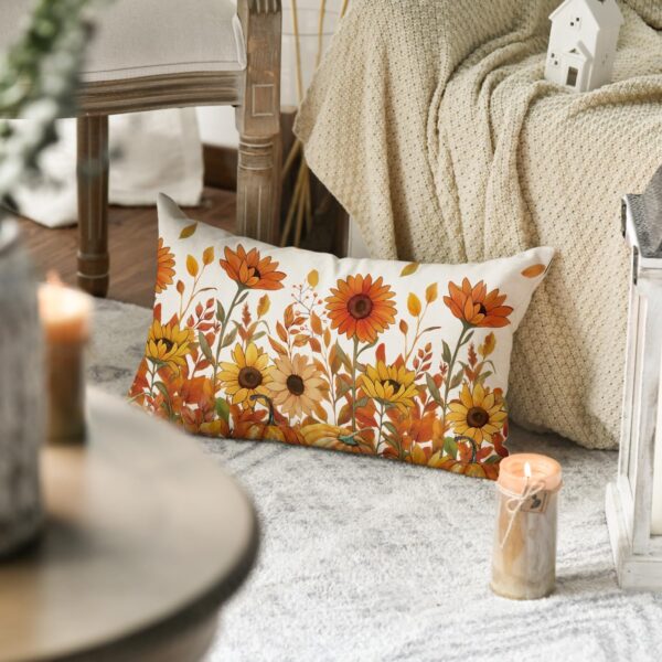 AVOIN colorlife Fall Pumpkin Sunflowers Throw Pillow Cover, 12 x 20 Inch Seasonal Autumn Thanksgiving Harvest Decoration for Home Sofa Couch 4