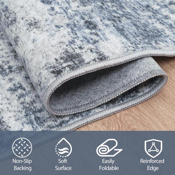 8x10 Area Rugs for Living Room Rug Washable: Abstract Large Rug for Dining Room Bedroom Carpet Non Slip 8 by 10 Indoor Modern Nursery Home Office Blue Grey 4