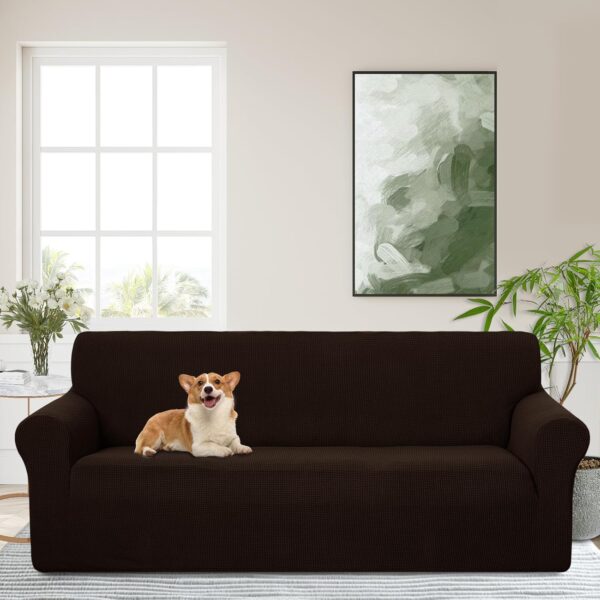 Stretch Couch Covers for Sofa Washable, Large, Chocolate | 3seat sofa covers for 3 cushion couch, Furniture Protector Couch Slipcover cubre sillones para sala for Kids, Dogs 1