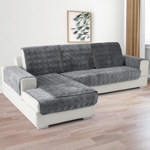 WF9900MAX_1 Deep Dream Sectional Couch Cover, Couch Cover, 1 Piece Armrest Covers, Backrest Covers, Anti-Slip Armrest Cover for Dogs Cats Recliner Loveseat Sofa L Shaped, 28 x 28 Inch -Dark Grey (1 Piece)