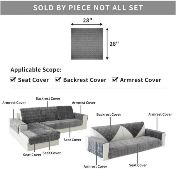 Deep Dream Sectional Couch Cover, Couch Cover, 1 Piece Armrest Covers, Backrest Covers, Anti-Slip Armrest Cover for Dogs Cats Recliner Loveseat Sofa L Shaped, 28 x 28 Inch -Dark Grey (1 Piece) 2