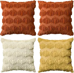 1 colorlife Caramel Yellow Beige Fall Throw Pillow Covers 18x18 Inch