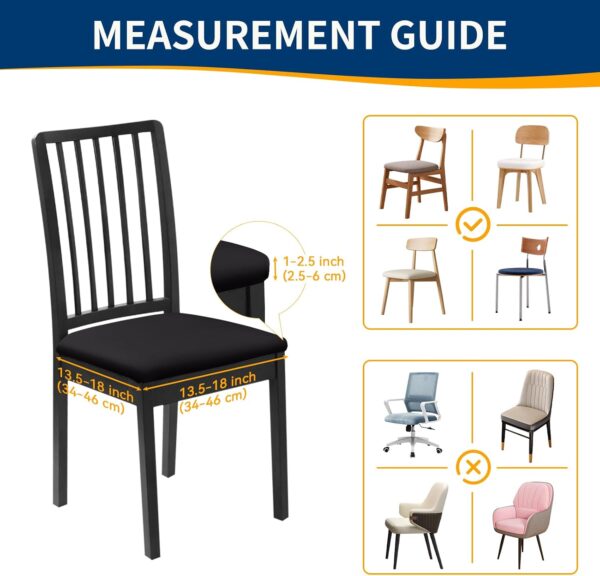 Waterproof Dining Chair Seat Covers Set of 4, Stretch Removable Dining Room Seat Covers for Dining Chairs, Kitchen, Hotel, Party 3