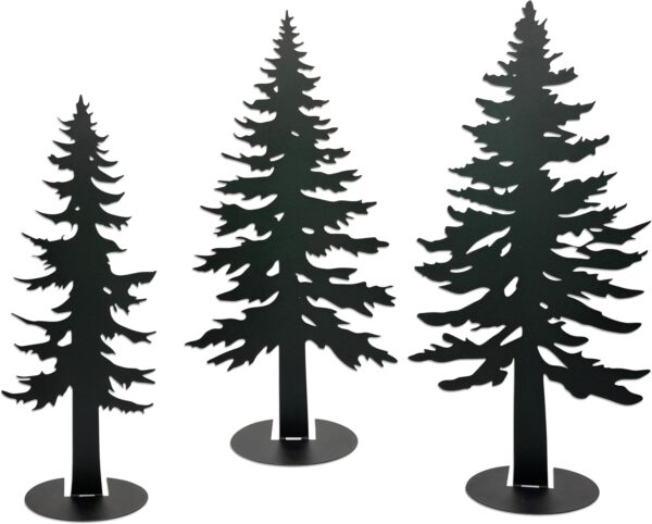 Set of 3 Farmhouse Metal Pine Tree Decor, Cabin Woodland Forest Tree Decor for Mantel Centerpieces Living Room Bedroom, Rustic Christmas Decorations, Black 1
