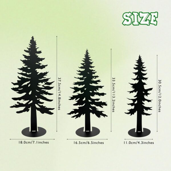Set of 3 Farmhouse Metal Pine Tree Decor, Cabin Woodland Forest Tree Decor for Mantel Centerpieces Living Room Bedroom, Rustic Christmas Decorations, Black 3