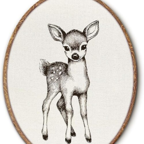 Vintage Deer Oval Wall Art Framed, Cottagecore Deer Oval Wall Decor, Retro Animal Farmhouse Hanging Canvas Prints Wall Sculptures for Home Nursery Bedroom Decor, 8.5x11.5 Inch