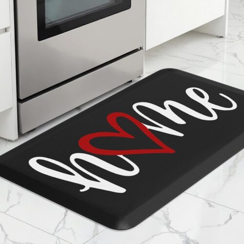 Kitchen Mat Cushioned Anti-Fatigue Rug Non-Slip Ergonomic Comfort Mat | Stain Resistant Kitchen Rugs for Floor, Office, Sink, Laundry, 17.3"x 28" Black