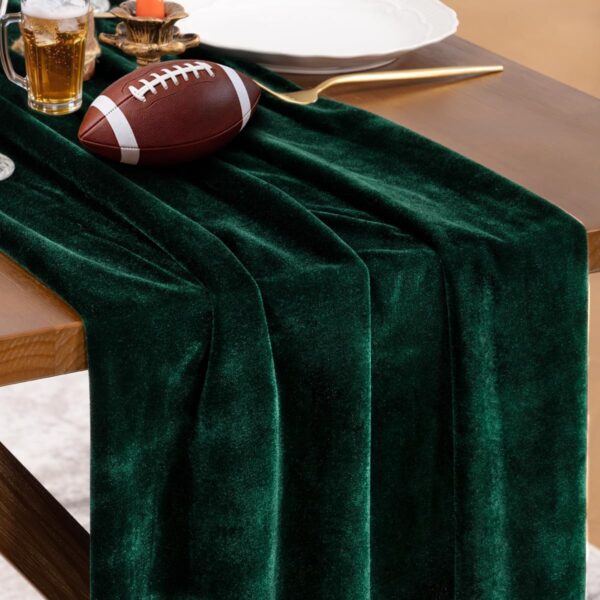 Green Velvet Table Runner Cloth Fall Luxurious Wedding Party Home Decor 1