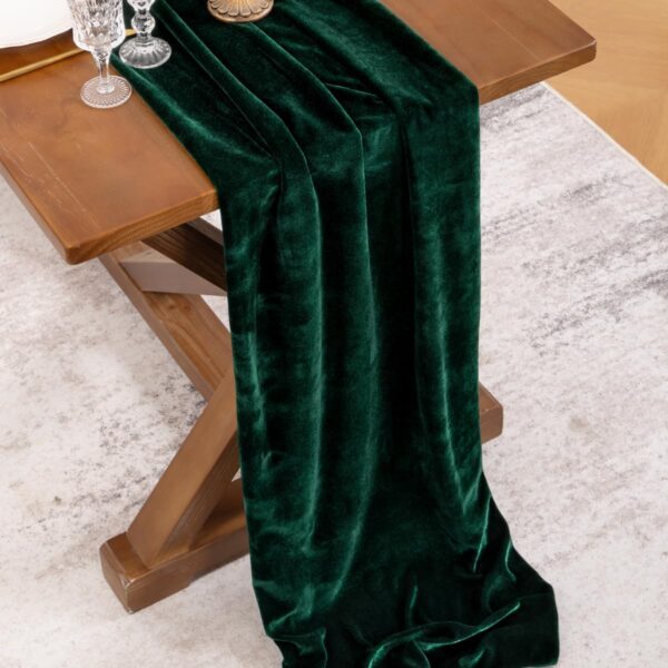 Green Velvet Table Runner Cloth Fall Luxurious Wedding Party Home Decor 3