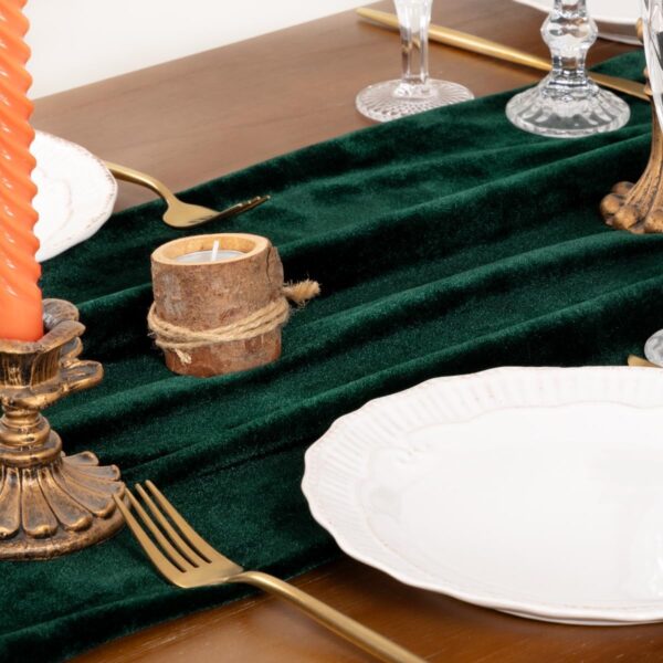 Green Velvet Table Runner Cloth Fall Luxurious Wedding Party Home Decor 4