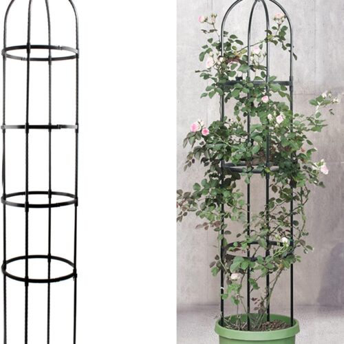 6ft Garden Obelisk Trellis for Climbing Plants-Rustproof Metal Pipe with Heavy Duty Plastic Coated, Garden Outdoor Indoor Potted Plant Support for Clematis Vine Jasmine Support （Black）