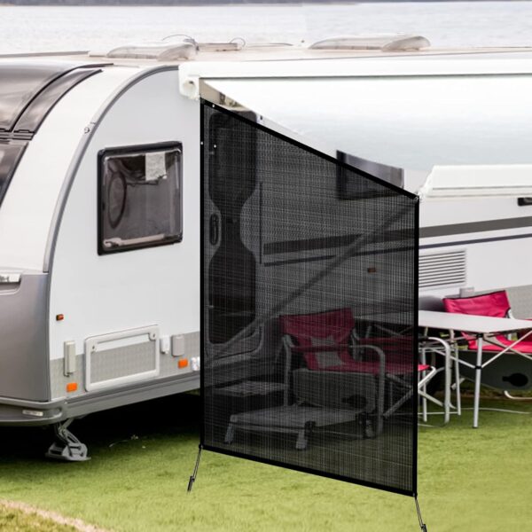 NAIMORUI RV Awning Side Shade, 9'X7' RV Awning Side Shade Screen, Camper Sunshade Complete Kits Motorhome Trailer UV Blocker, Black 4