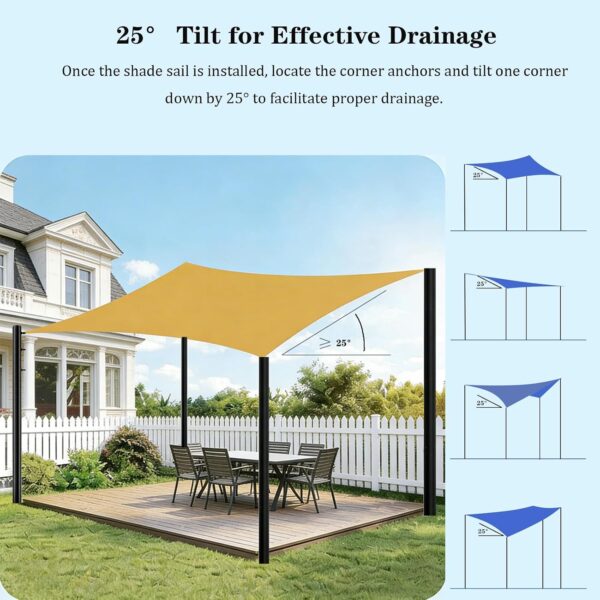 Sun Shade Sail Pole 11.4Ft Outdoor Sunshade Sail Post Support Awning Canopy Heavy Duty Metal Pole Kit for Patio Garden Deck (Lawn Ground, 1) 3
