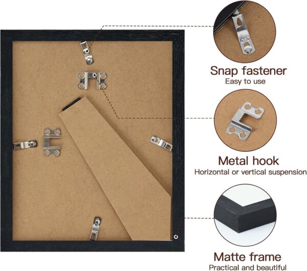 Fixwal Collage Picture Frames Set, 15 Pack, MDF, Black, 8x10, 5x7, 4x6 | Wall or Tabletop Decor, High-definition Plexiglas panels 4