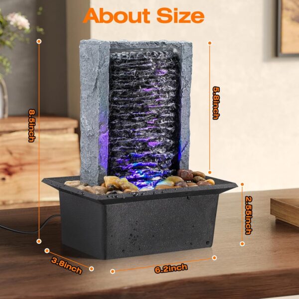 Tabletop Fountain Indoor Waterfall Rock Fountain LED-Lights Water Feature Waterfall for Modern Home and Office Indoor Decoration 2