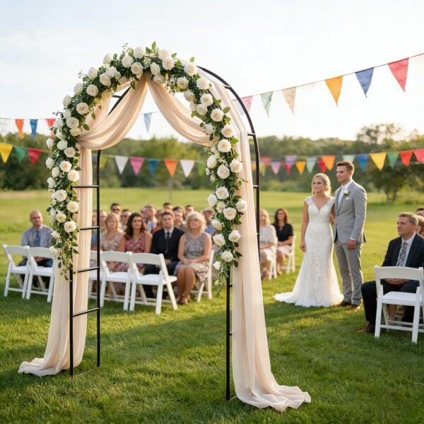 Thorise 7.9 Ft H x 4.6 Ft W Metal Pergola Arbor,Assemble Freely 2 Sizes,for Various Climbing Plant Wedding Garden Arch Bridal Party Decoration Wide Arbor, 1 Pack 4