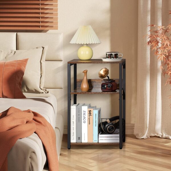 3 Tier End Table,Record Player Stand with Storage Up to 100 Albums,Turntable Stand for Vinyl,Brown Records Shelf for Living Room Bedroom 3
