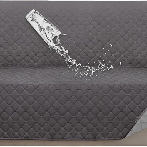 ISSUNTEX Double Protection 100% Waterproof Sofa Covers for Living Room, Couch Covers for 3 Cushion Couch Sofa, Reversible Furniture Protector Sofa Cover for Dogs, Pets, Kids (Sofa, Gray/Light Gray)