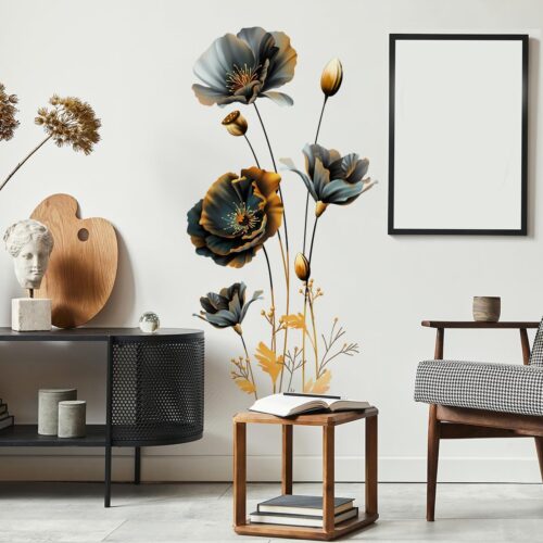 Large 3D Boho Floral Modern Wall Stickers - Removable Wall Art Decor for Bedroom & Living Room - Peel & Stick