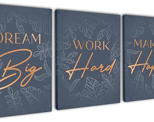 Dream Big Work Hard Make It Happen Canvas Wall Art, Set of 3