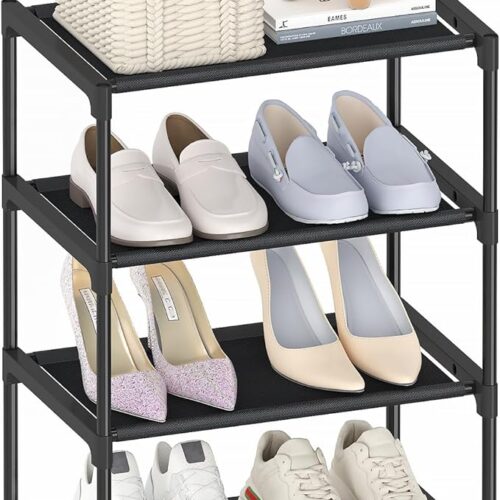1 4 Tier Extra Small Shoe Rack (16.3" Wide), Space Saver Shelf