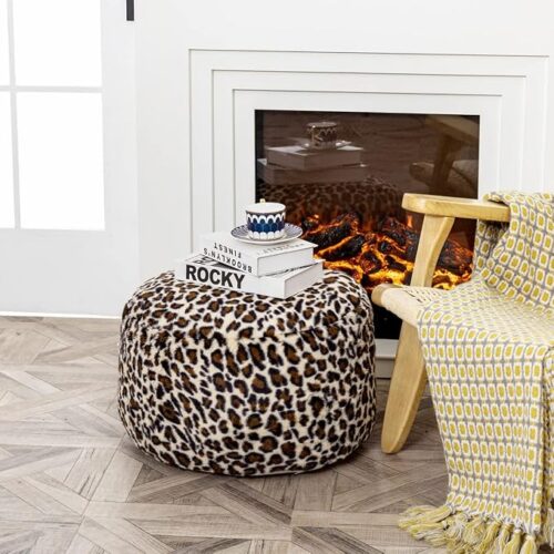 1 Unstuffed Ottoman Foot Rest Pouf Ottoman Leopard Print 20x12 in