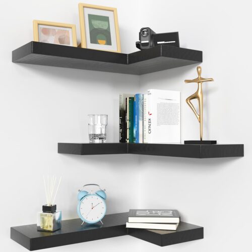 WF0061MAX_1 Floating Corner Shelves Wall Mounted with Invisible Brackets Set of 3