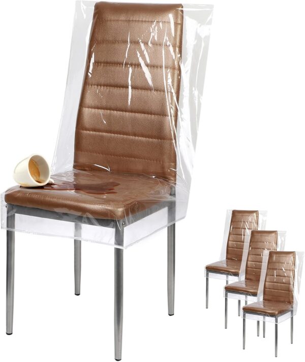 Plastic Chair Covers for Dining Chairs, Plastic Seat Covers 24x22” 4Pk 1