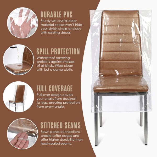 Plastic Chair Covers for Dining Chairs, Plastic Seat Covers 24x22” 4Pk 3