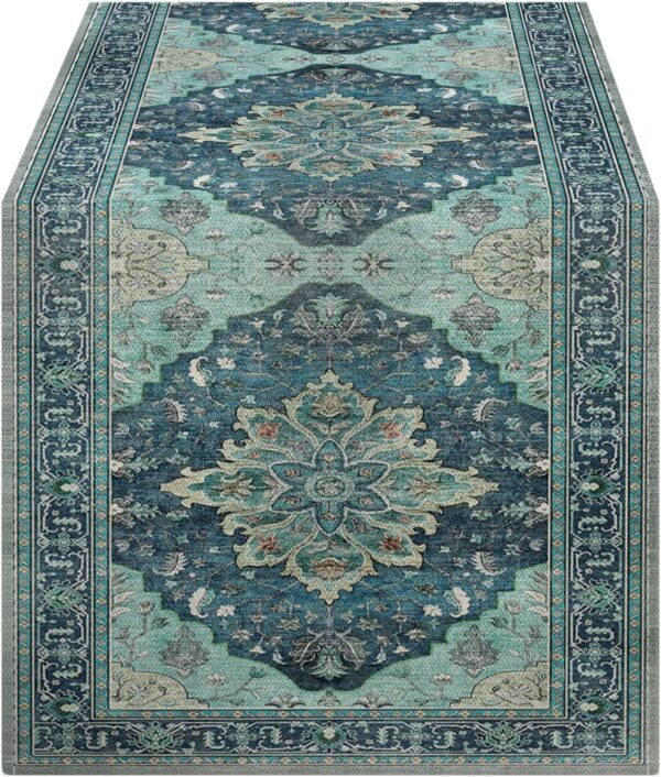 OYIMUA Boho Floral Pattern Summer Table Runner 72 Inches Long Teal and Blue Runners for Tables Rustic Spring Fall Decorations for Home Indoor and Outdoor Party Decor 1