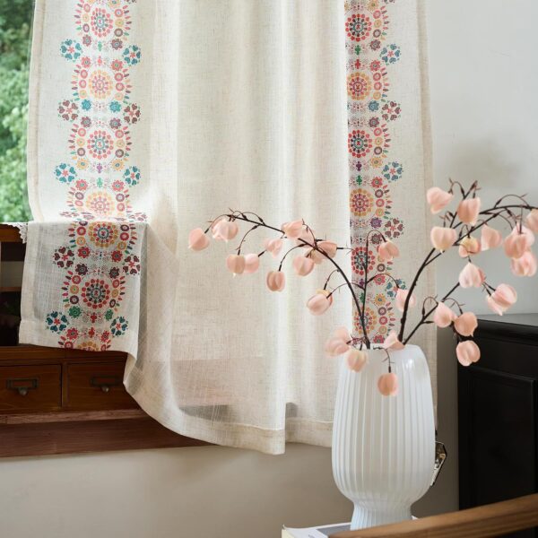 MEETSKY Boho Floral Patterned Linen Curtains for Living Room 50x84,2 Panels 1