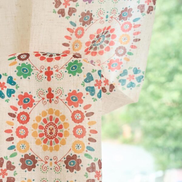 MEETSKY Boho Floral Patterned Linen Curtains for Living Room 50x84,2 Panels 3