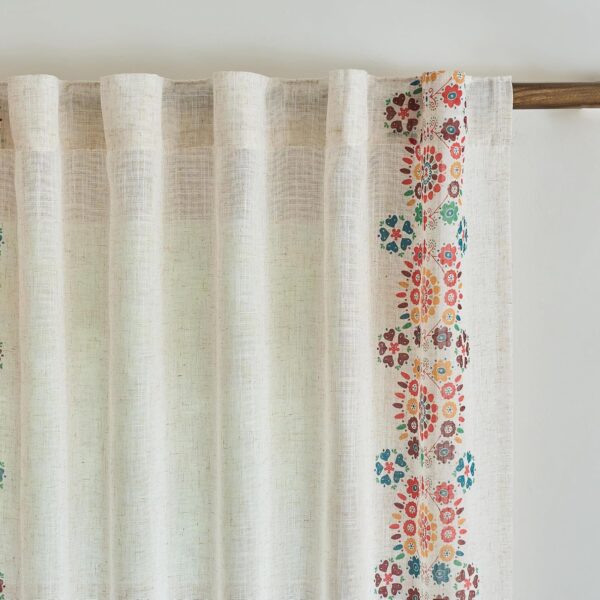 MEETSKY Boho Floral Patterned Linen Curtains for Living Room 50x84,2 Panels 4