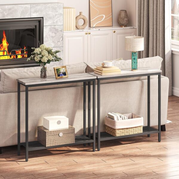HOOBRO 29.5" Narrow Console Table, Small Entryway Table, 2 Tier Sofa Table 4