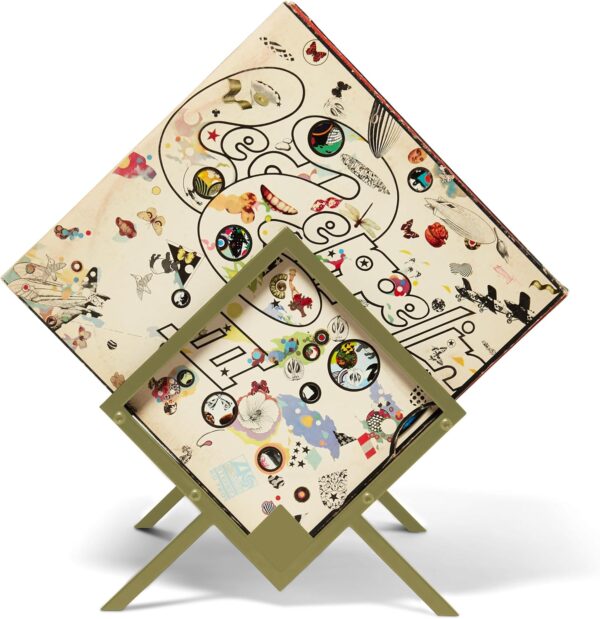 MODERN VINYL Record Storage Holder - Vinyl Record Holder Stand 80-100 LP - Vinyl Record Storage RacK - Quick Assebmly with Divider Support Bar - Organize Albums, Book, Magazine, File (Gold 1 Tier) 2