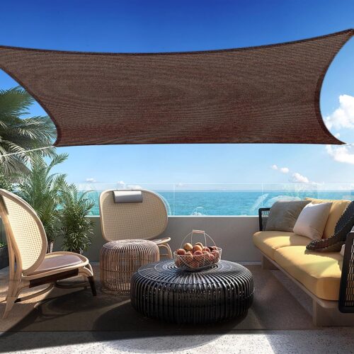 WF4442MAX_1 16' x 20' Brown Rectangle Sun Shade Sail Canopy Durable Fabric UV Block Awning, We Make Custom Sizes