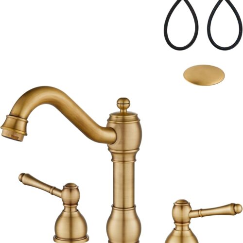 WF6101MAX_1 Aolemi Widespread Bathroom Sink Faucet 3 Hole Metal Lever Antique Brass