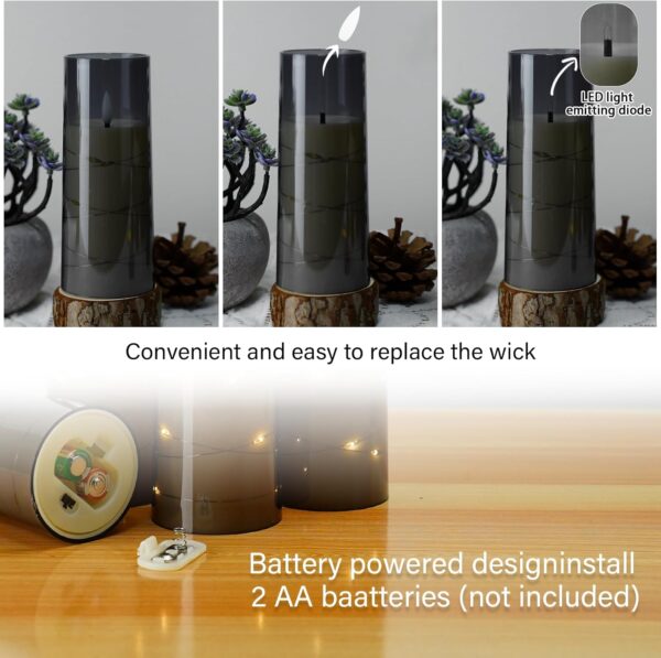 kakoya Flameless LED Candles with Timer 5 Pc Flickering Flameless Candles for Romantic Ambiance and Home Decoration Stable Acrylic Shell,with Embedded Star String,Battery Operated Candles(Grey) 2