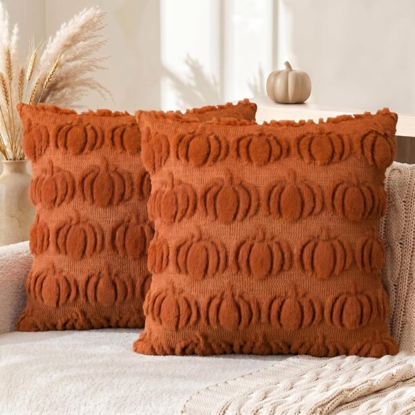 AVOIN colorlife Caramel Fall Pumpkin Throw Pillow Covers 18x18 Inch 1