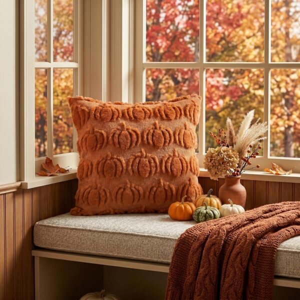 AVOIN colorlife Caramel Fall Pumpkin Throw Pillow Covers 18x18 Inch 3