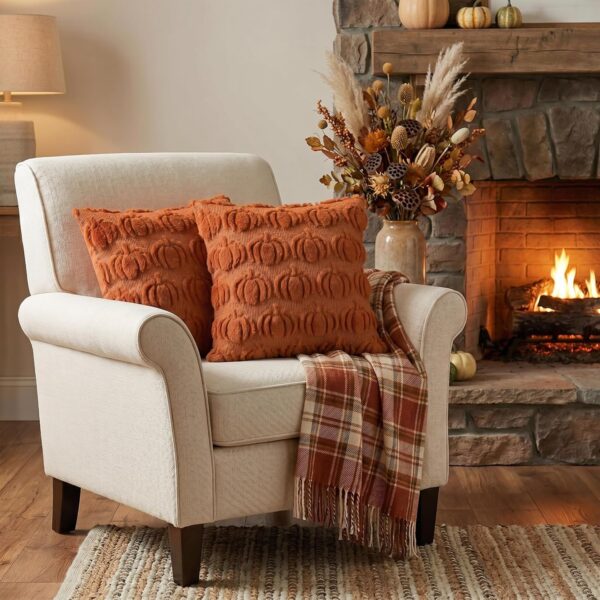 AVOIN colorlife Caramel Fall Pumpkin Throw Pillow Covers 18x18 Inch 4