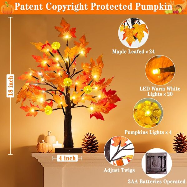 TURNMEON Fall Decor 2 Pack 18 Inch Prelit Fall Maple Tree 48 LEDs Timer 2