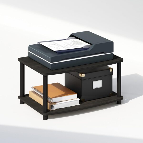 Furinno Turn-N-Tube 2-Tier Printer Table with Storage, Under Desk Printer Stand, Toolless Assembly, for CPU, Work Supplies, Home Office, Espresso 4
