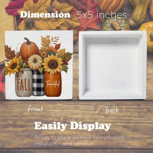 Fall Home Decor, Pumpkins Leaves Wooden Sign Decor Desk Sign 2
